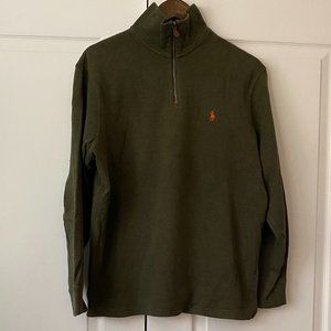 Men's Polo 1/4 Zip Pullover Sweater - Size Large - Green
